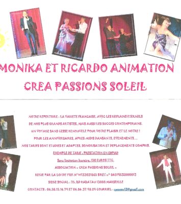 Chanteur de variétés et danseuse, Monika et Ricardo, Créa Passions Soleil !